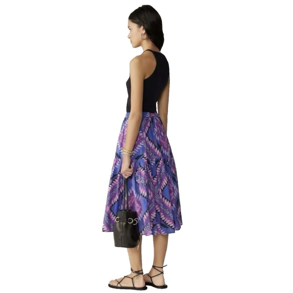 ba&sh Venus Purple Geometric Tiered Midi Skirt M 6
